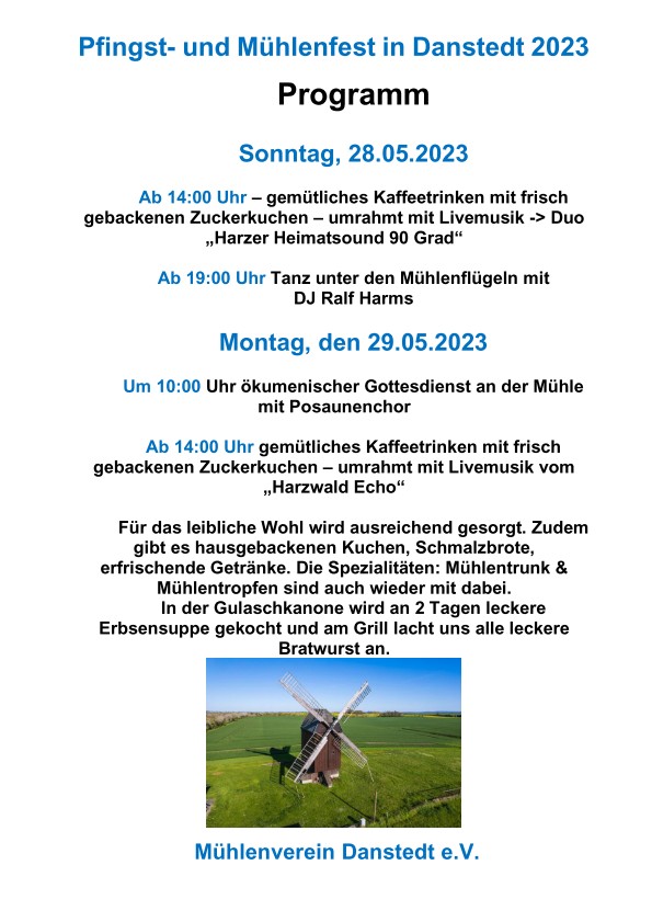 Mühlen- und Pfingstfest in Danstedt 2023